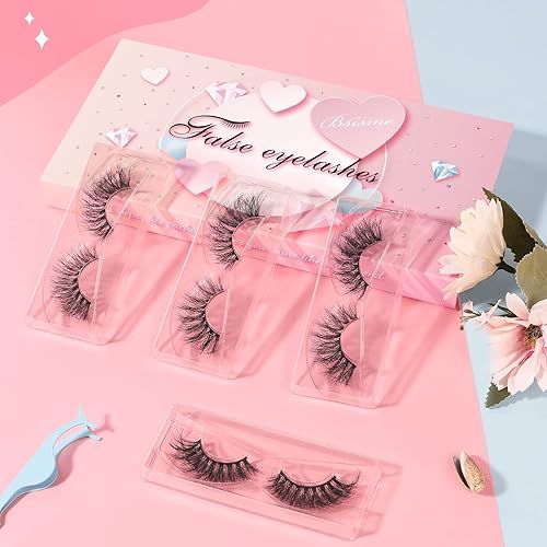 Miniatura 6 de Bsisme Pestañas postizas de imitación esponjosas, pestañas postizas de ojo de gato, pestañas de visón, aspecto natural, racimo, extensión completa,