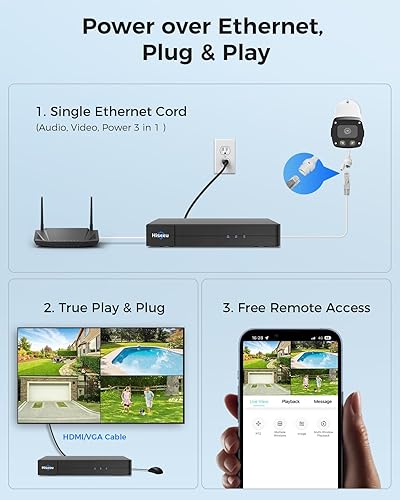Miniatura 8 de 【4K HD +0 tarifa mensual】 Sistema de cámara de seguridad Hiseeu PoE de 8 MP, 8 cámaras de seguridad 4K para exteriores e interiores, visión amplia