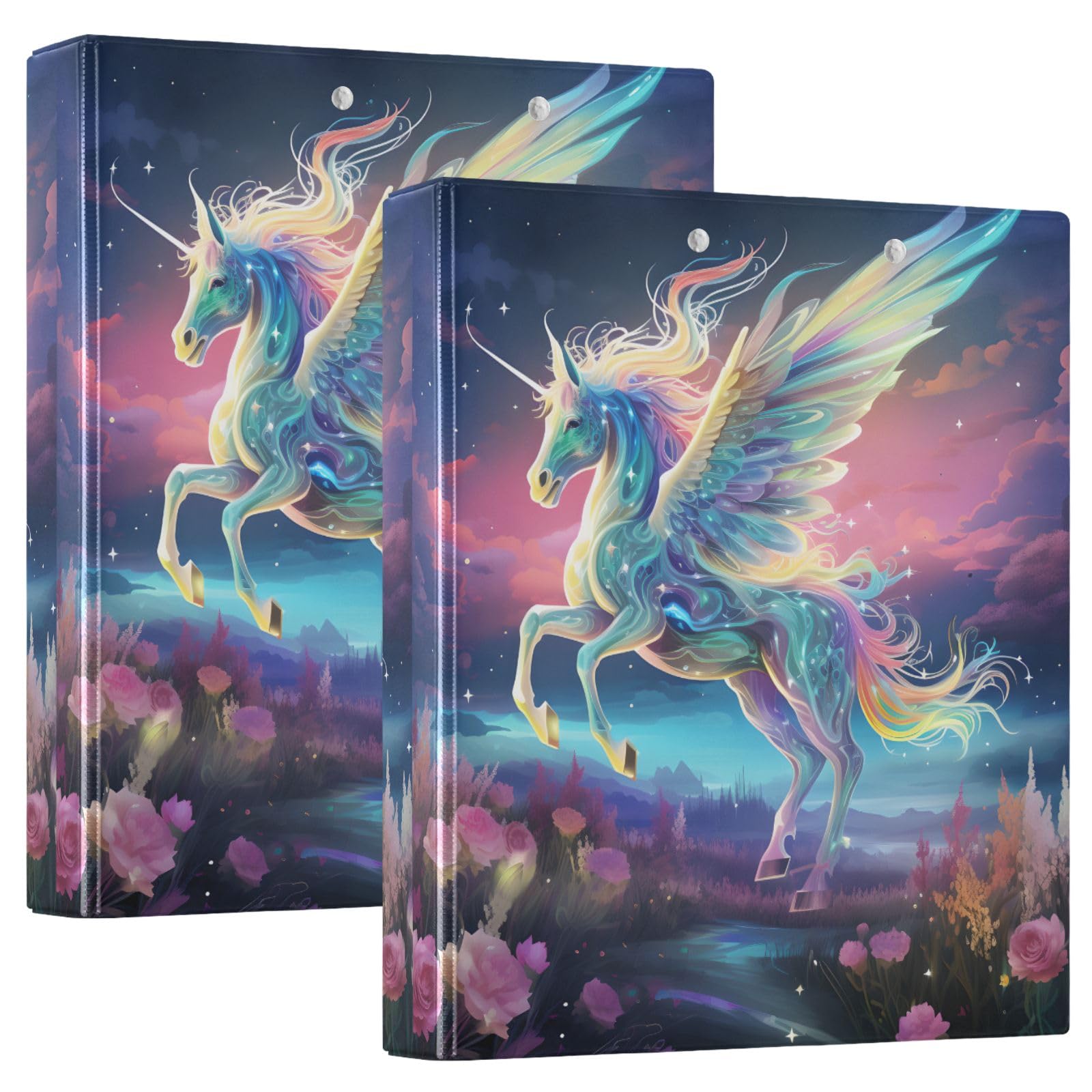 3 raccoglitori ad anelli Unicorn 1018 da 3,8 cm, con tasche interne trasparenti, per ufficio, scuola, lavoro, confezione da 2