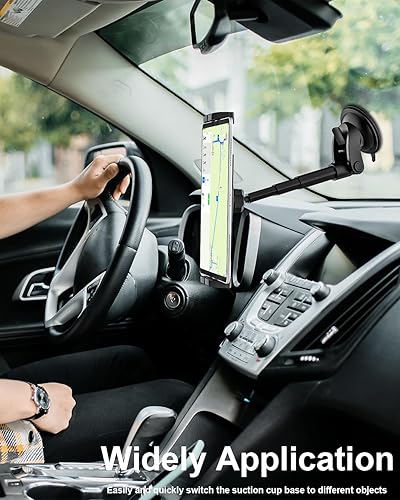 Miniatura 5 de woleyi Soporte para tablet de automóvil, tubo telescópico con ventosa para iPad Pro 9.7, 11, 12.9Air Mini 5 4 3 2, Galaxy Tabs, iPhone Series, más