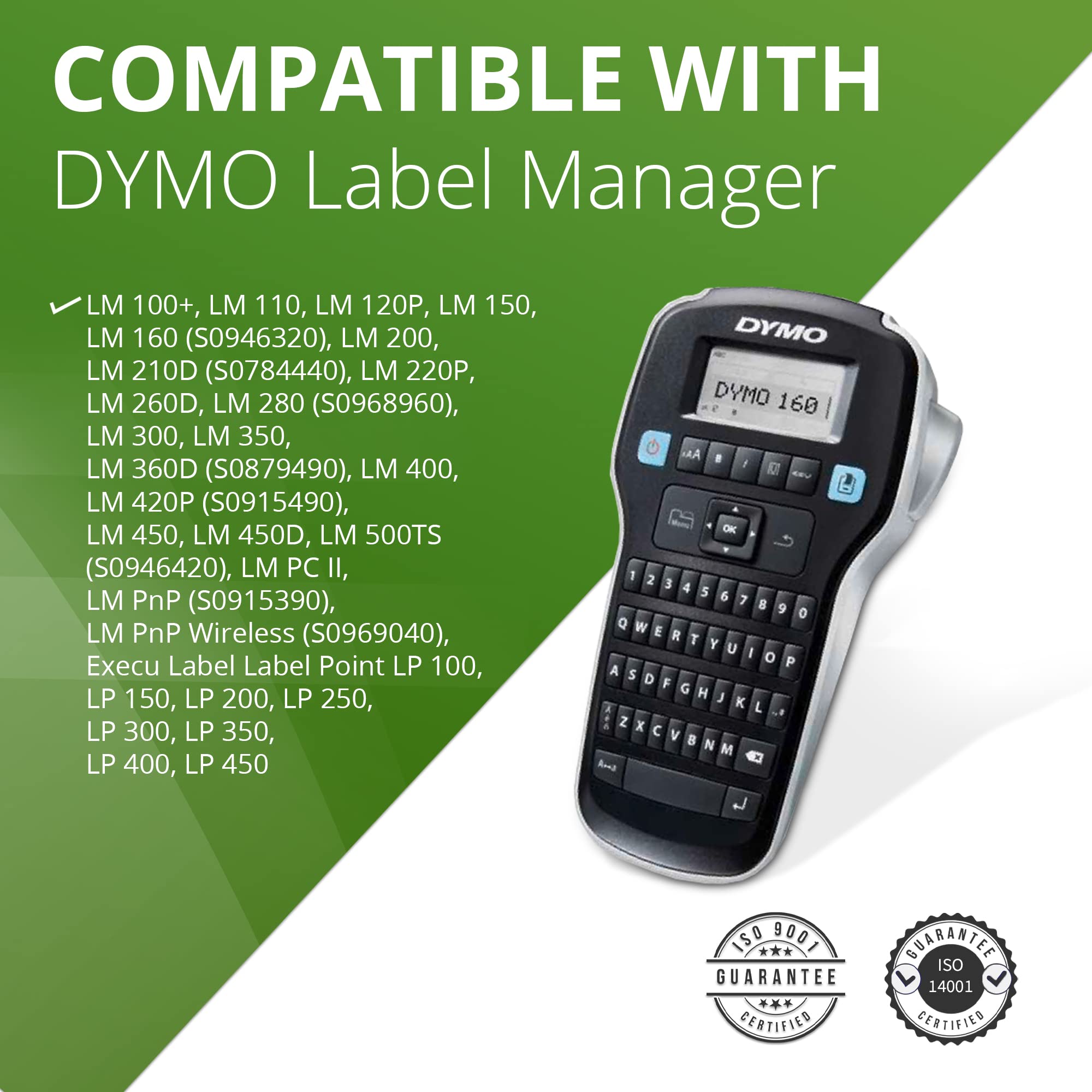 20x Compatibile 45013 Nero su Bianco (12mm x 7m) Cassetta Nastro per DYMO LabelWriter 450 Duo LabelPoint 100 150 250 LabelManager 160 210D 220P 260P 280 360D 420P 450 500TS PnP MobileLabeler