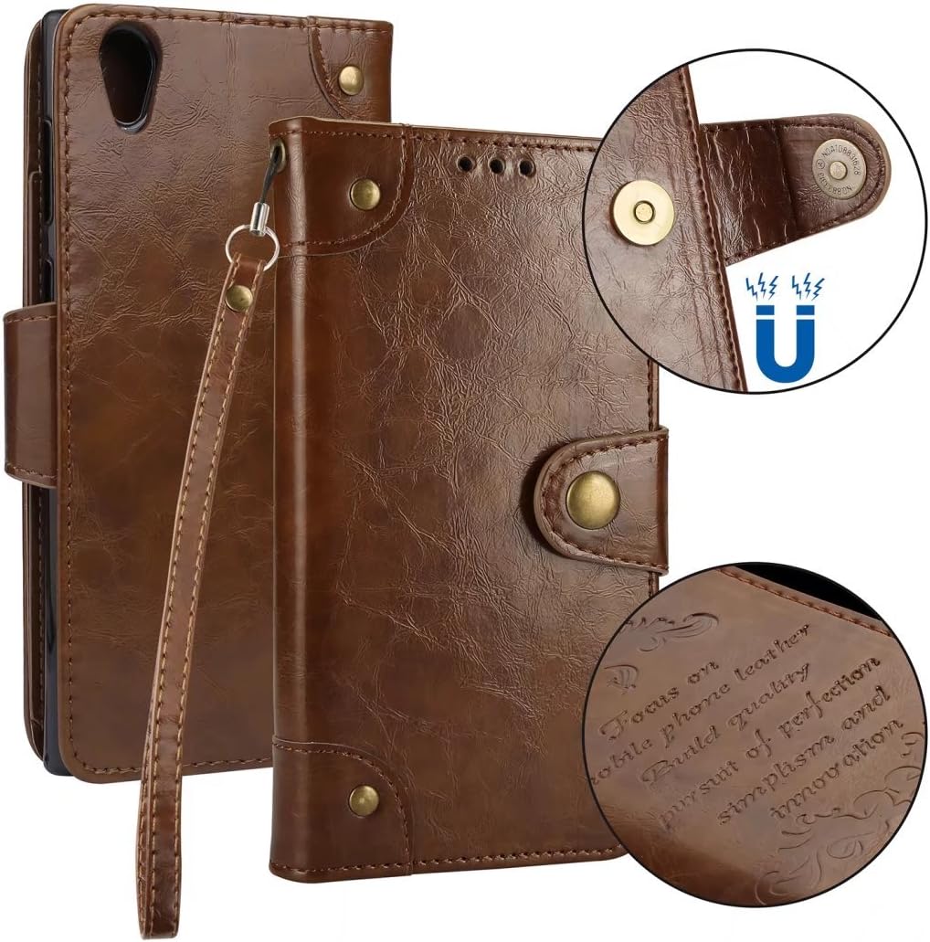 Laybomo Case for Sony Xperia L1 / G3311, G3312 Cover Case, PU Leather Wallet Folio Flip [5 Card Slots] & [Photo Frame] Stand-View Function Pouch Holster, Classic Magnet Buckle Protection (Brown)