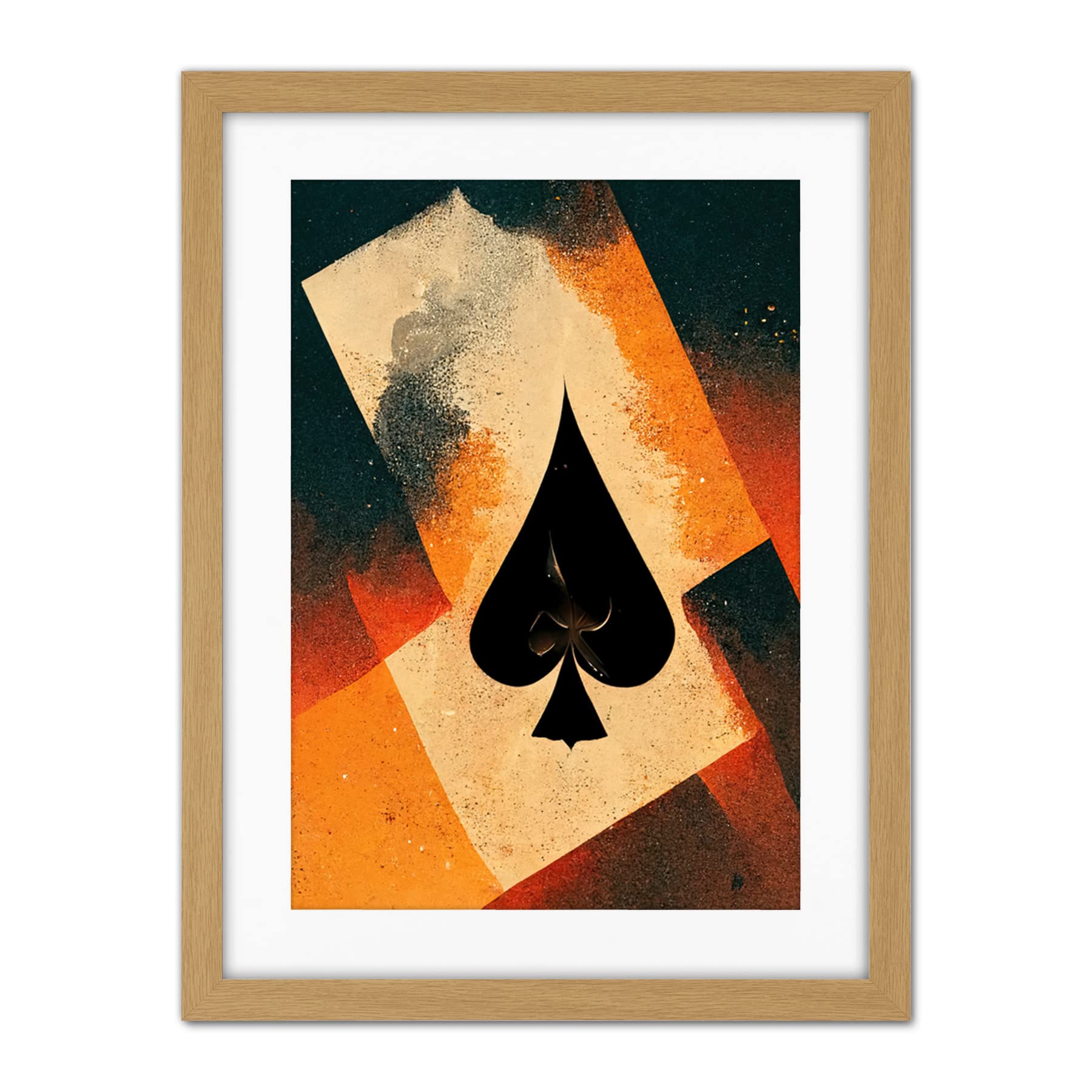 Doppelganger33 LTD Ace Of Spades Card Casino Poker Abstract Artwork Framed Wall Art Print 18X24 Inch