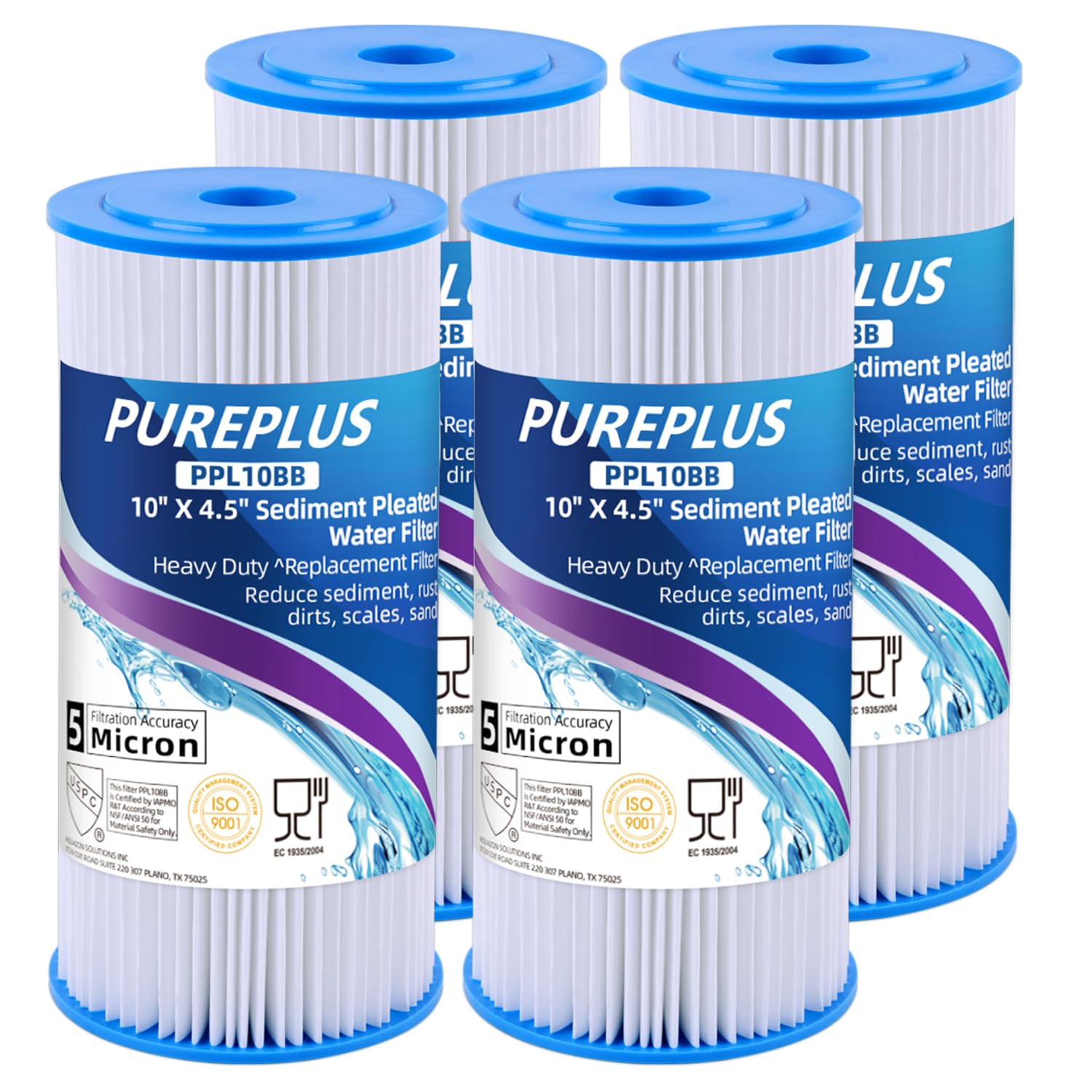 99,98% 226 aletta PPM filtri da acqua pieghettati polipropilene da 5 micron