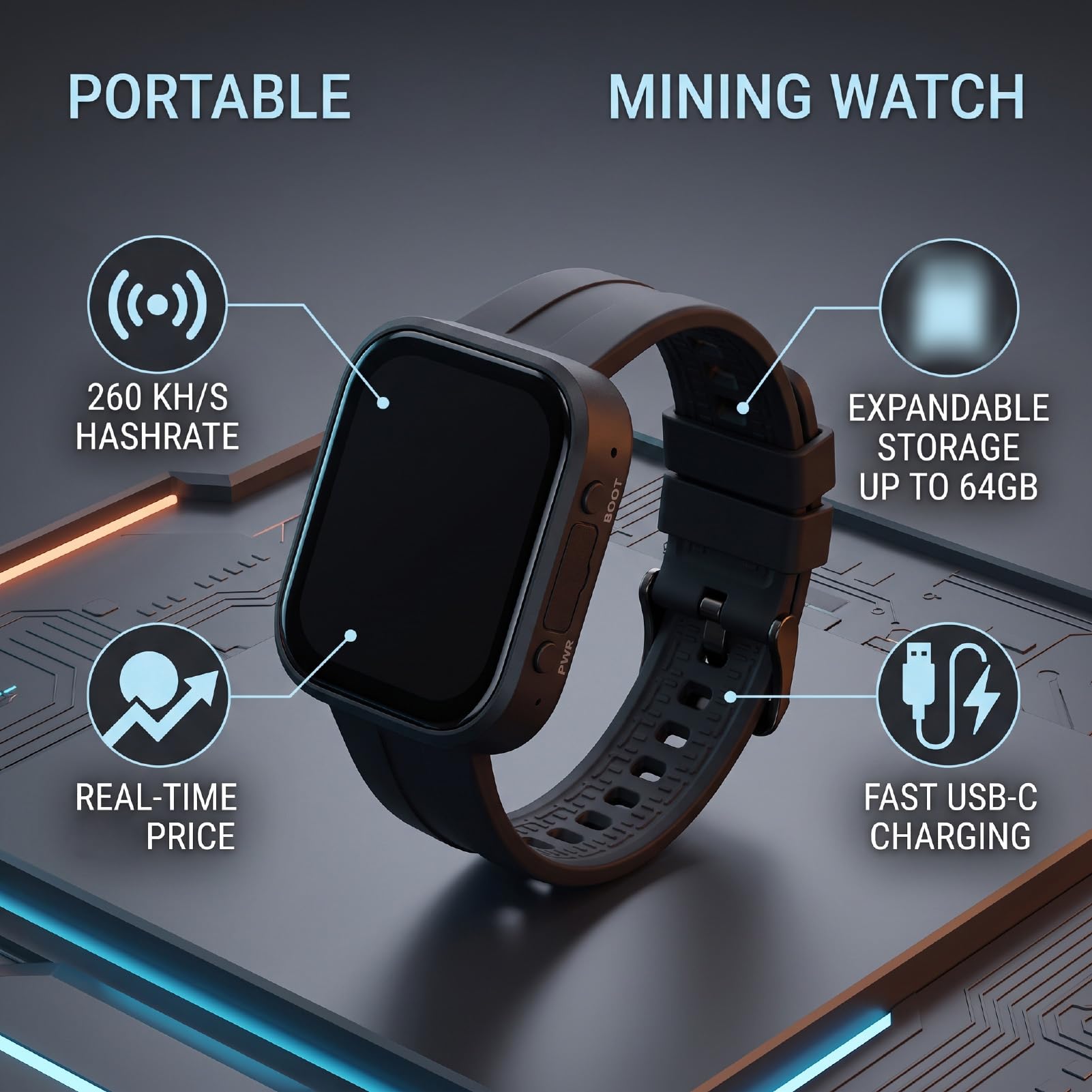 Luocute Orologio con connettività WiFi 2,4 GHz, Dispositivo Indossabile per Monitoraggio Digitale, for Uso Quotidiano e Tecnologia Personale