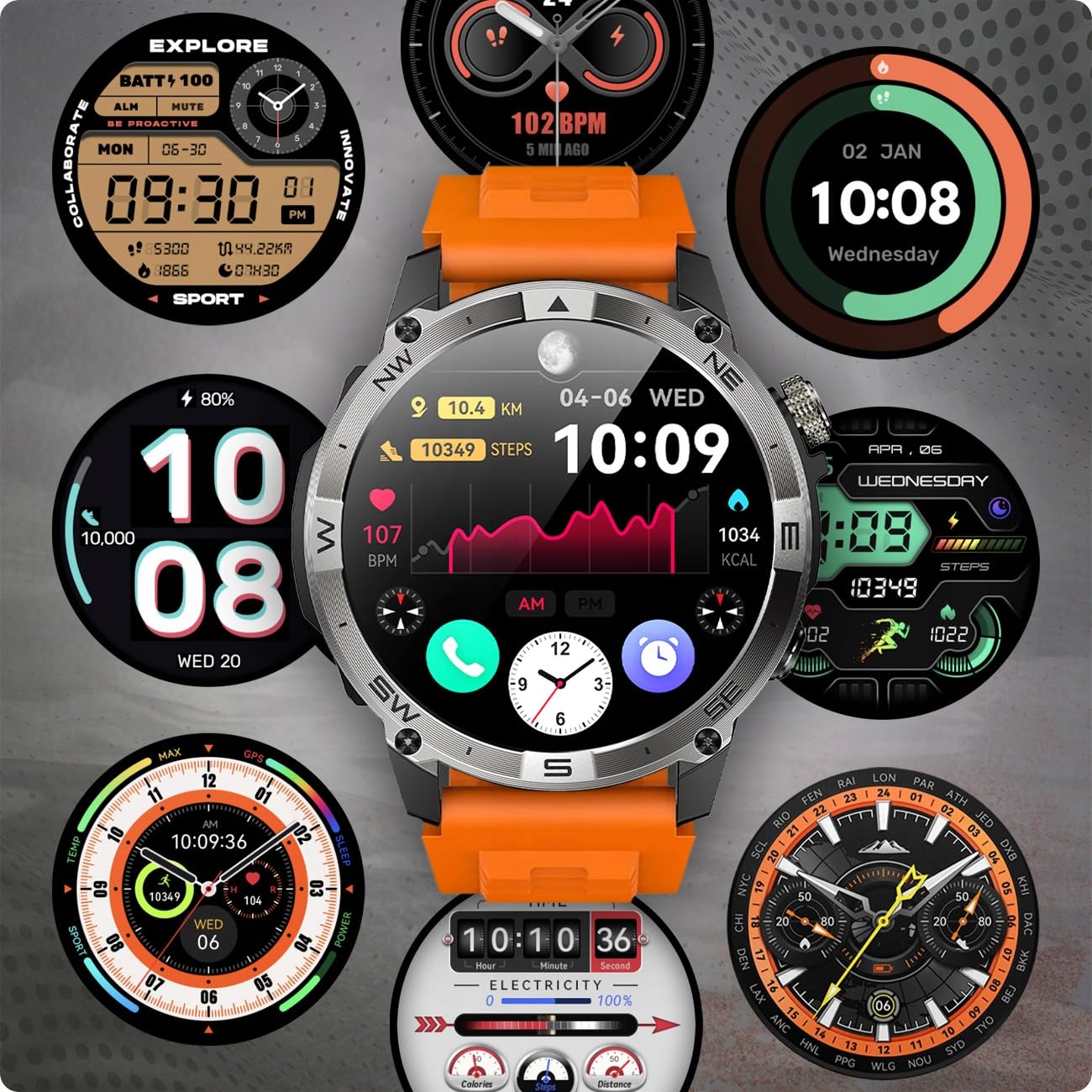 Smartwatch Męski GPS Rozmowy Wodoodporny Menu PL Sport Kompas 530mAh 3paski