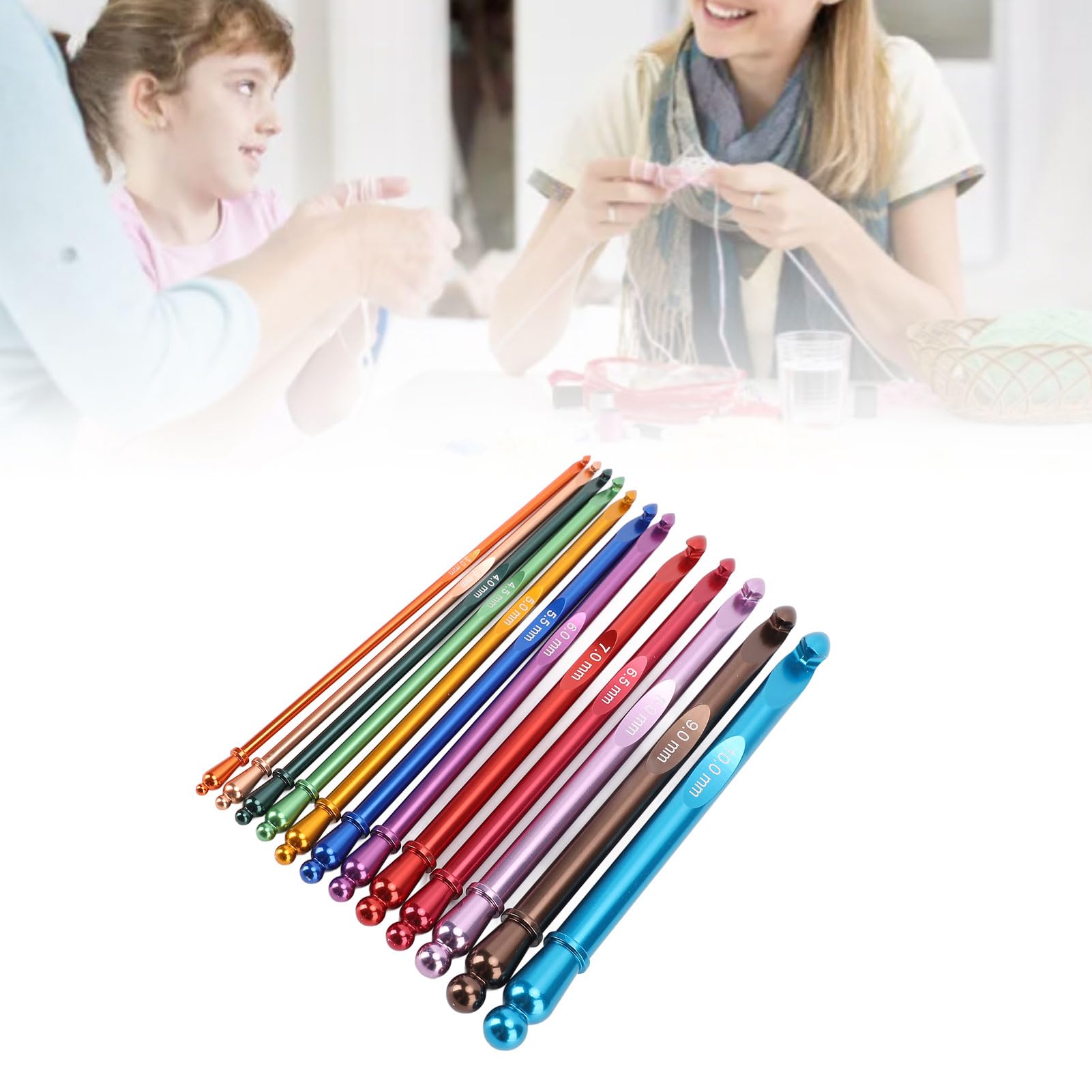 12Pcs Ganchillo Hooks Set, Agujas de Tejer de Aluminio con Estuche para Principiantes, 3mm 3.5mm 4mm 4.5mm 5mm 5.5mm 6mm 6.5mm 7mm 8mm 9mm 10mm Ergonómico ganchillo Hooks Set