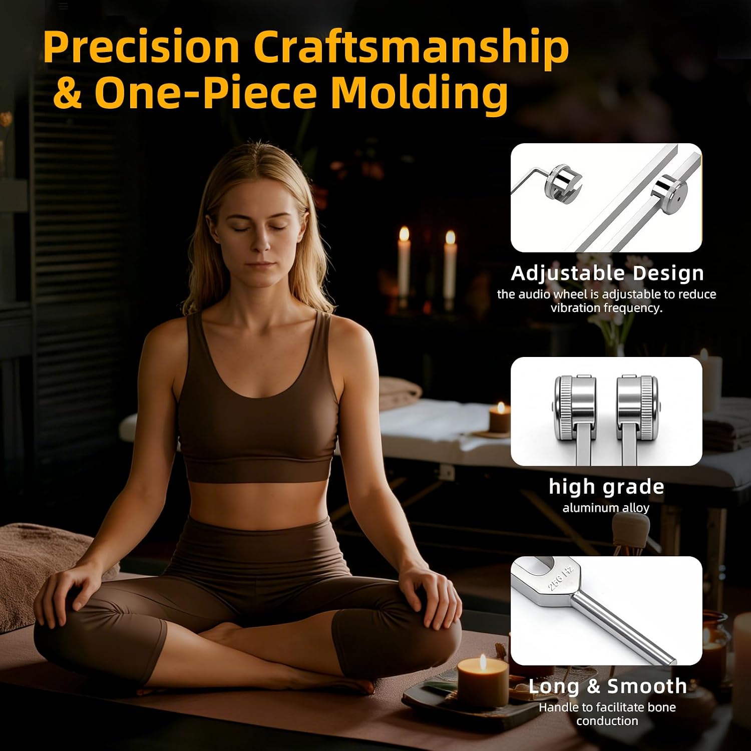 Tuning Forks for Healing Set (128Hz, 136.1Hz, 256Hz, 384Hz) - Essential Yoga and Meditation Accessories and Sound Therapy Equipment,Perfect Healing Gift for Mom or Girlfriend on Mother's Day, Birthday