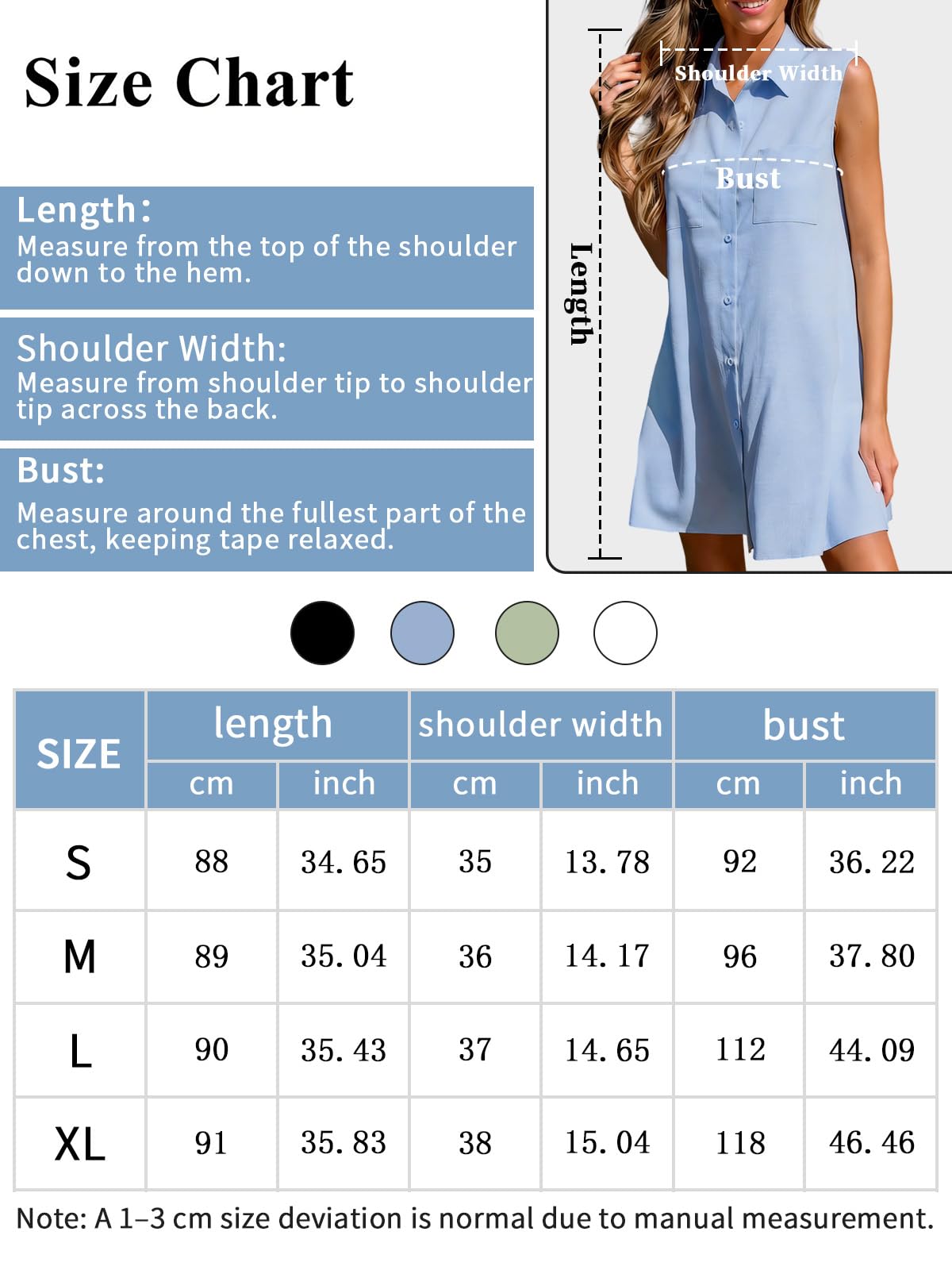 Rayson Vestito Donna Estivo Casual Senza Maniche con Scollo a V Vestito Mare Elegante con Botton Abiti da Spiaggia Abiti Estivi da Donna Midi Dress