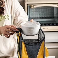 Vista 6 de Cuencos de cerámica con tapas: recipientes de almacenamiento de alimentos aptos para microondas de 20 onzas para sopa, ensalada, cereales, sobras