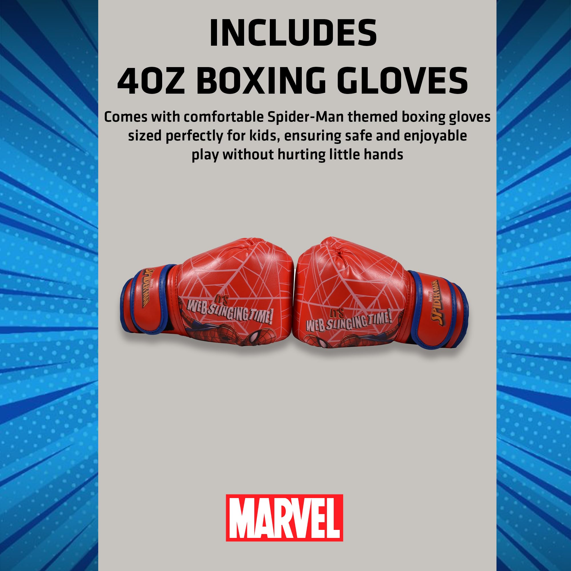 Hy-Pro Bolsa de Boxeo Inflable con Guantes de Boxeo con Licencia Oficial de Spiderman, Bolsa de Boxeo para niños, Juguetes y Regalos de Spiderman, 5+