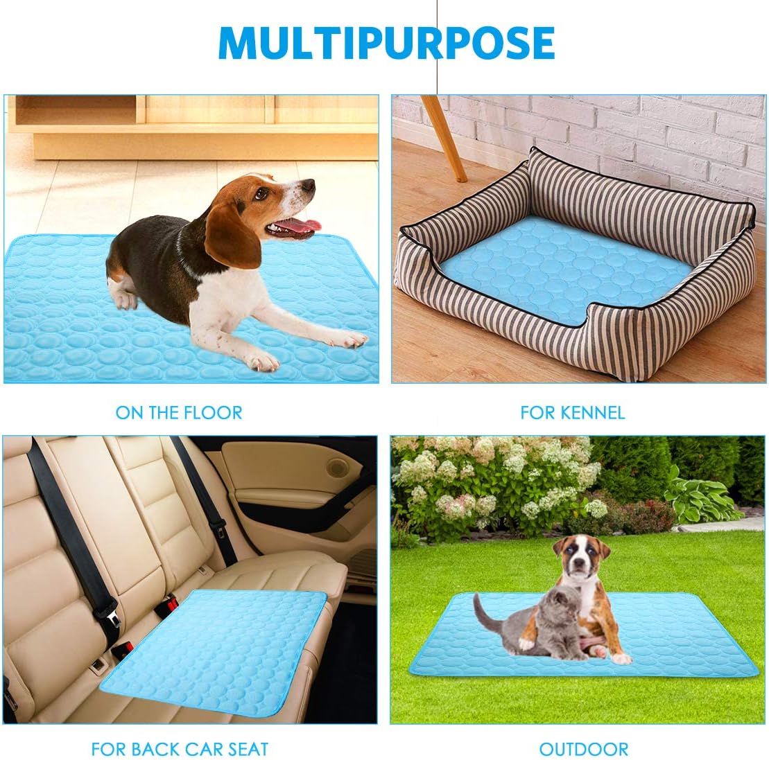 Dog Cooling Mat Pet Cooling Pad Dogs&Cats Self Cooling Sleep Bed Washable Ice Silk Pet Kennel Sofa Bed Floor Blanket Travel Car Seats (4028in, Blue)
