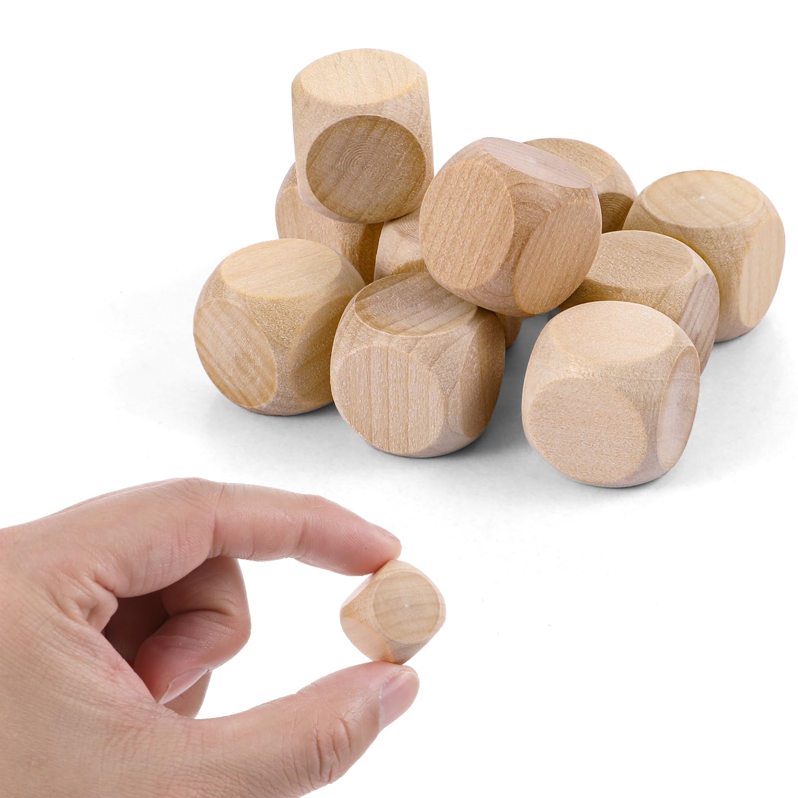 10 Stück Holzwürfel Blanko - 1,8 Cm, 6-seitig, Mit Runden Ecken, Für DIY & Spiele