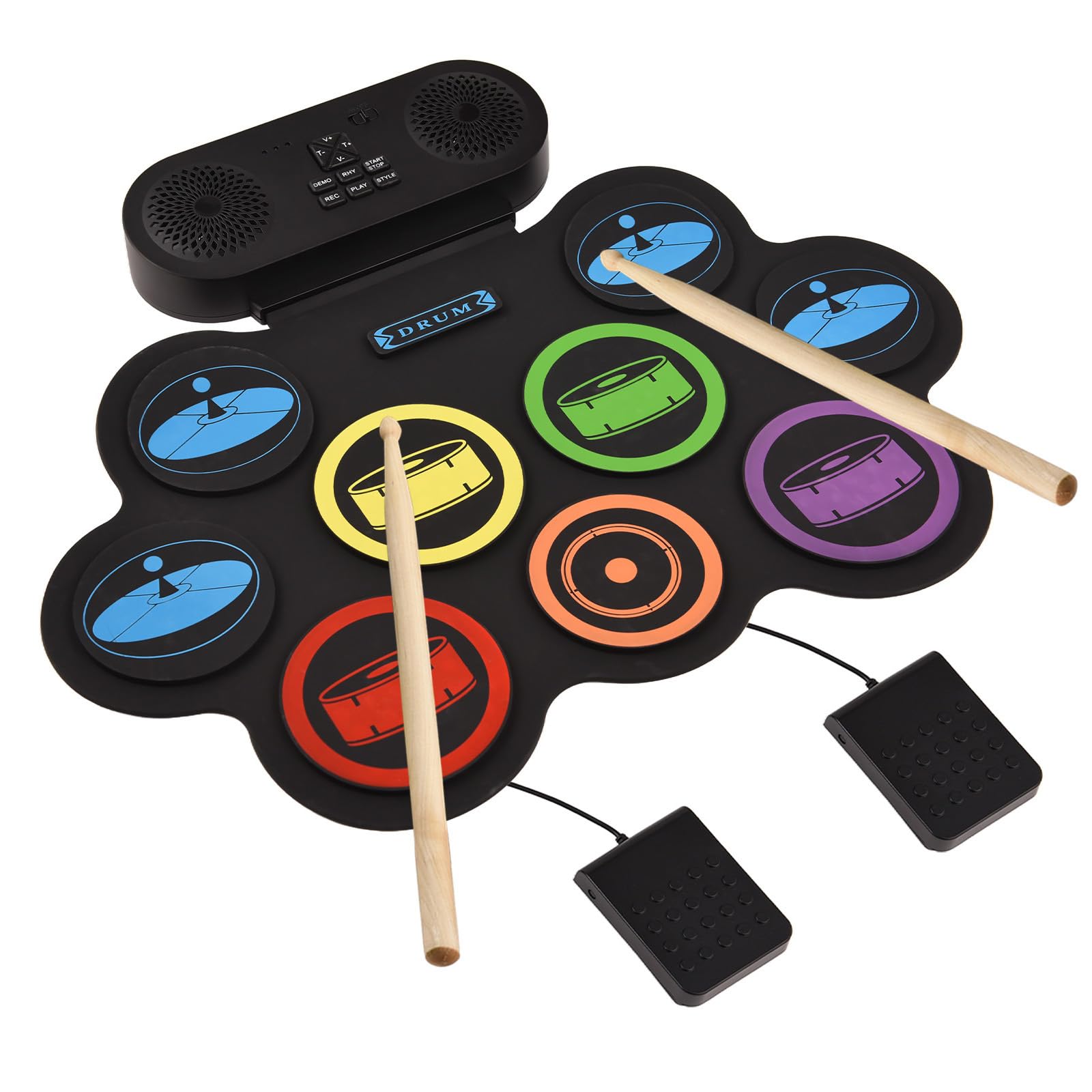 Batteria elettronica portatile USB adatta per gli appassionati di musica con ricca libreria di suoni tra cui ritmi rock Rolling Up Drum