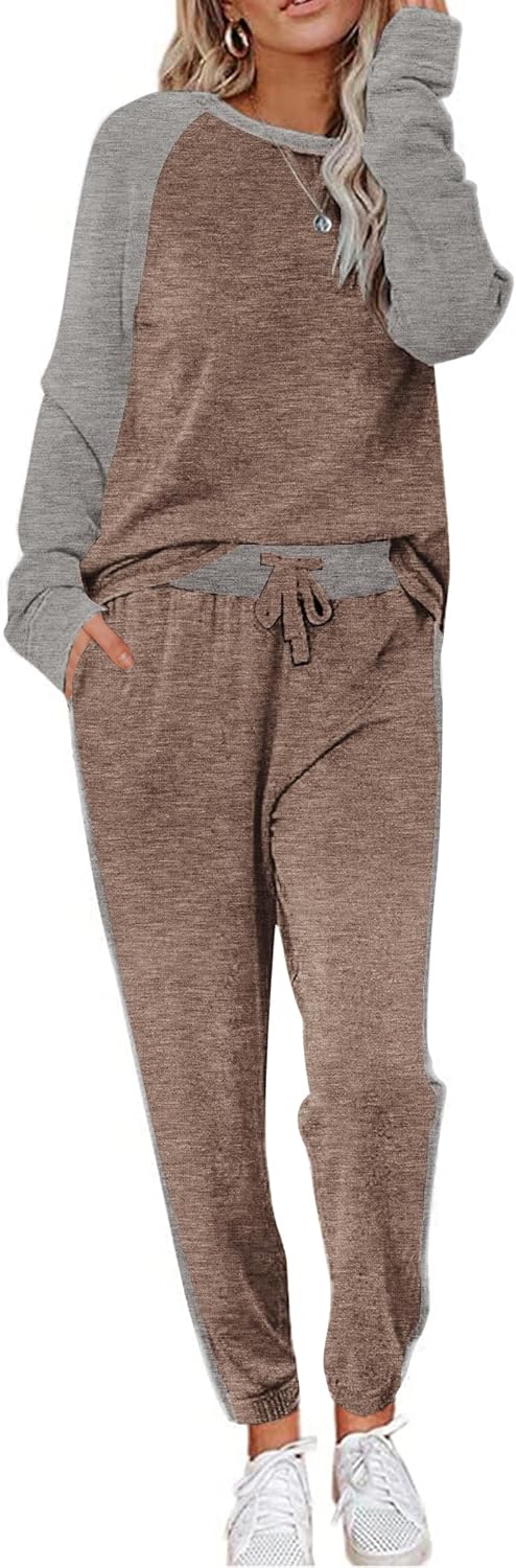 Ekouaer Women's Pajama Set Long Sleeve PJs 2 Piece Lounge Set Pullover Sleepwear Sweatshirt and Long Pants With Pockets