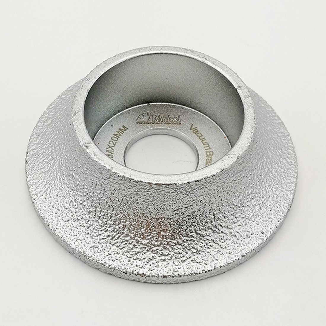Diatool Silver 3 Inch/75Mm Vacuum Brazed Diamond Grinding Wheel Demi-Bullnose Edge Profile For Stone Abrasive Grinding Disc Grit 60 (Diamond Height 20Mm) - Gray - Angle Grinder Compatible
