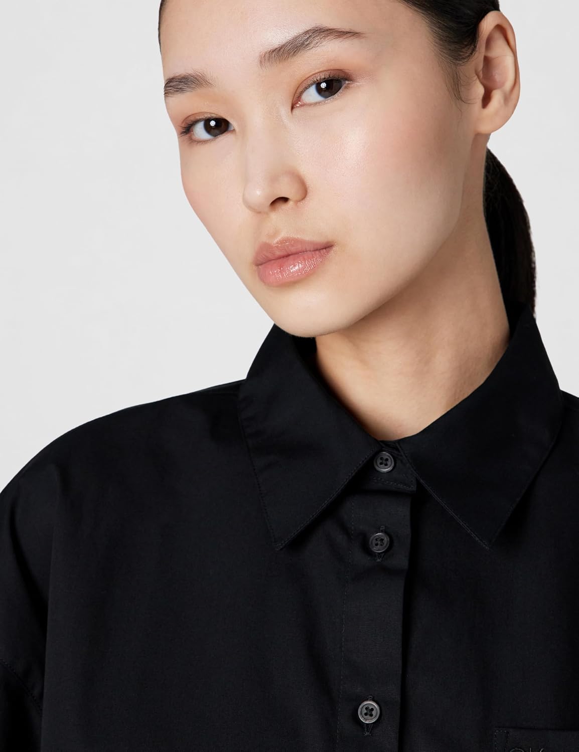 Calvin Klein Women's Cotton Poplin Cropped Shirt