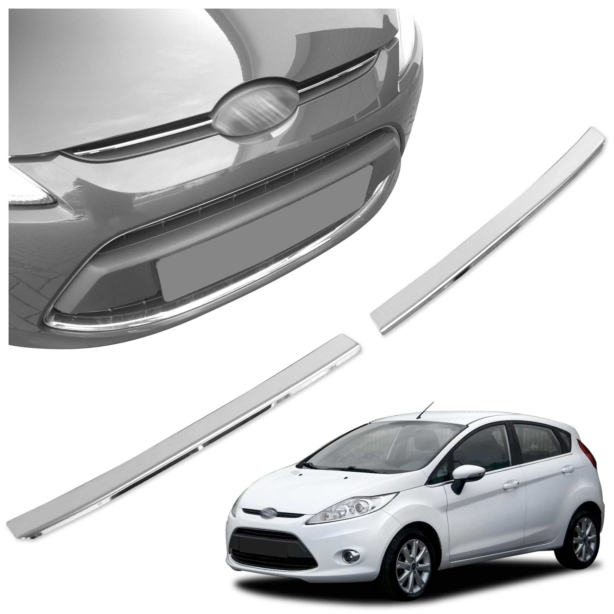 CHROMEMASTER | Kompatybilne z Ford Fiesta Hatchback 2008-2012 | Listwy Atrapy Przedniej; Listwy na Grill Auta; Stal Nierdzewna Polerowana | Idealne Dopasowanie | Nowy, Atrakcyjny Wygląd Samochodu