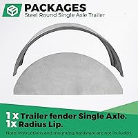 Vista 6 de HECASA Guardabarros de remolque redondo de acero de un solo eje y parte trasera de guardabarros para ruedas de 14 a 16 pulgadas de diámetro - 32 x 9