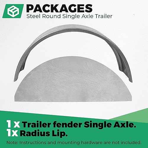 Miniatura 9 de HECASA Guardabarros redondos de acero de un solo eje y respaldos de guardabarros para ruedas de 14 a 16 pulgadas, 32 x 9 x 15 pulgadas (2 piezas)