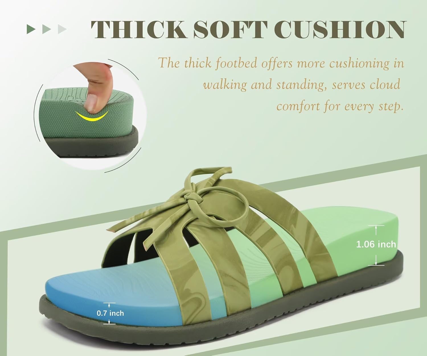 COFACE Womens Dressy Orthotic Sandals Trendy Square Toe Comfortable Thick Athletic Cushion Recovery Walking Slides Lightweight Yoga Foam Flat with Plantar Fasciitis Arch Support - Image 4