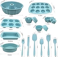 Vista 2 de 29 piezas de juego de hornear de silicona antiadherente con moldes para mini pasteles horneables, utensilios para hornear para horno, moldes