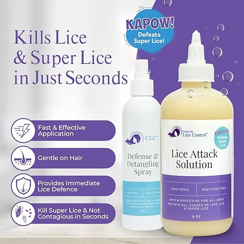Miniatura 2 de Kapow Kit de tratamiento de piojos todo en uno para la familia – Champú extra fuerte para piojos, spray y peine para niños y adultos, apto para