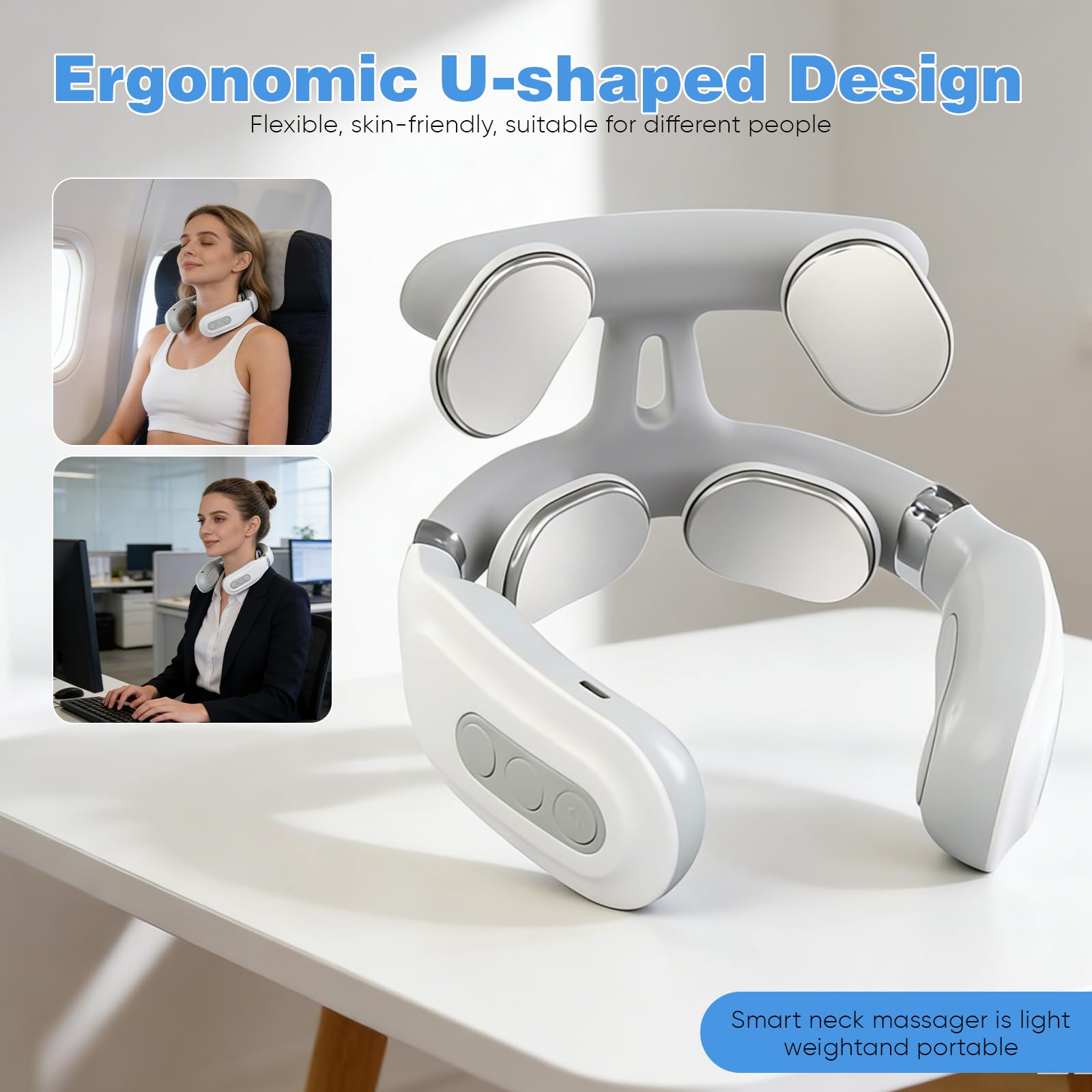 Massaggiatore Cervicale Elettrico Portatile, Massaggiatore Collo e Spalle a Impulsi, 6 Modalità di Massaggio e 16 Livelli di forza Regolabili, Rilassatore Muscolare per Casa Ufficio Viaggio (1 pcs)