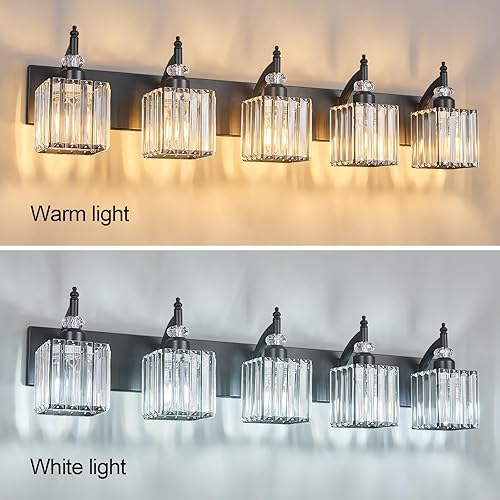 Miniatura 88 de Moderna lámpara de tocador de baño con 3 luces de cristal cromado sobre espejo para aplique de pared de baño Cromado,Oro,Negro Oro,Negro