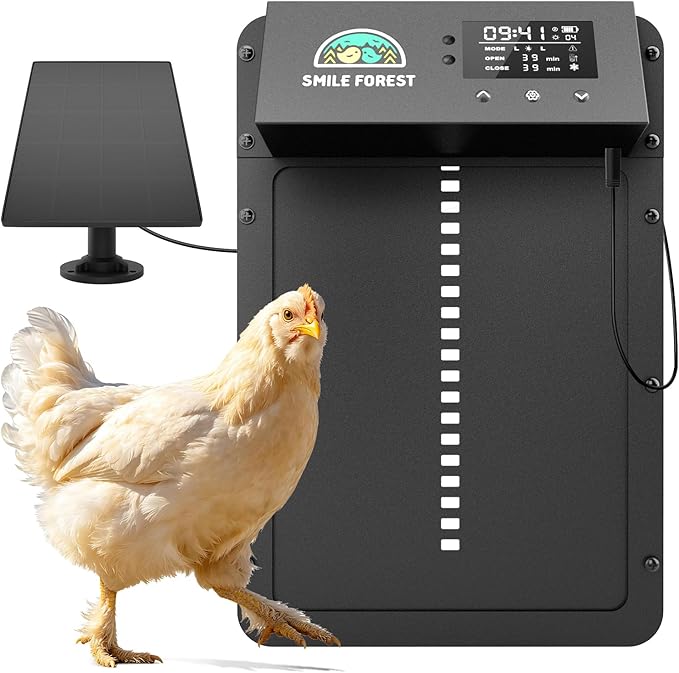 Smile Forest Automatic Chicken Coop Door with Timer & Light Sensor