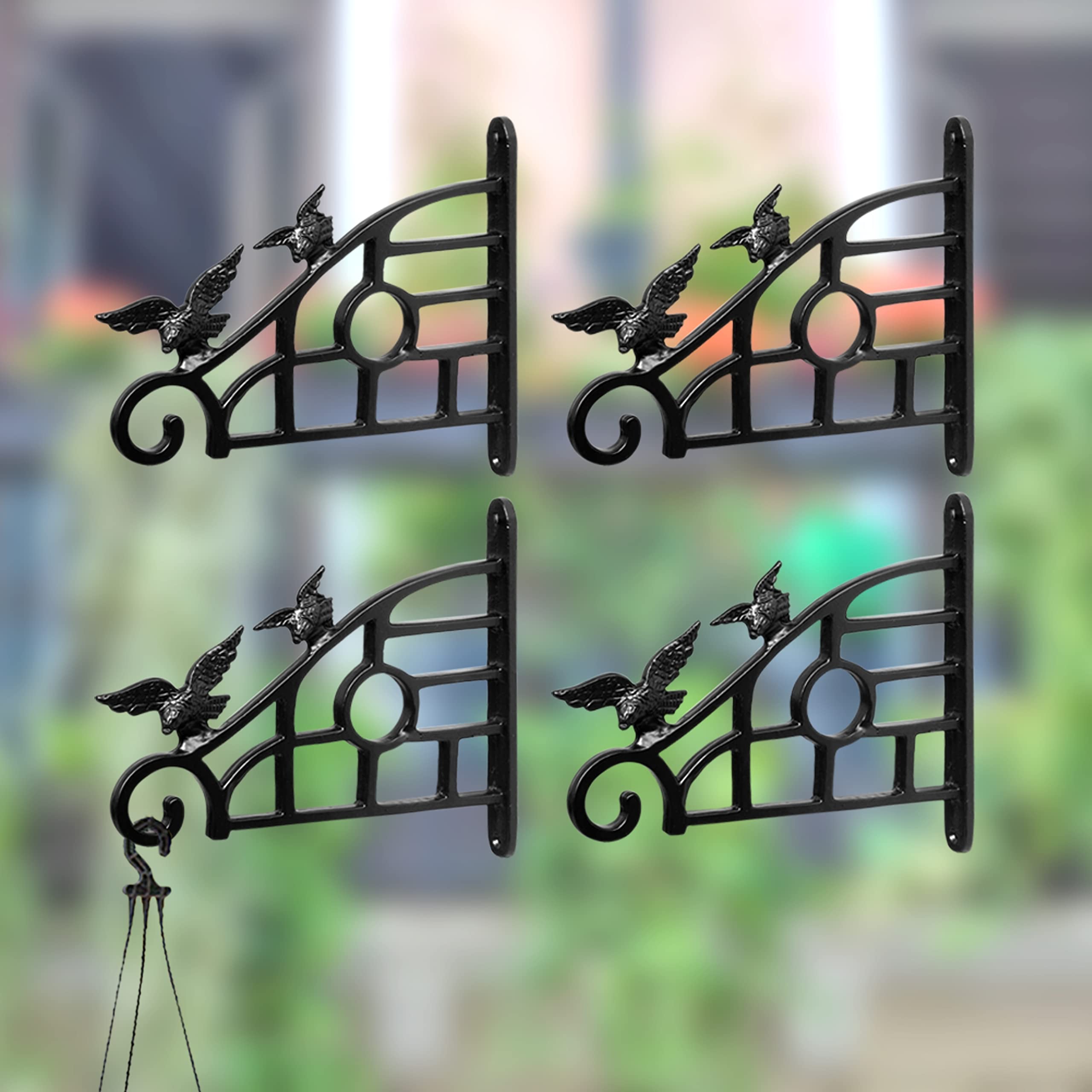 GHAR DWAR Ghardwar Metal Wall Hook (Pack of 4) Hanging Plant Bracket Decorative Straight Plant Hanger for Pots, Bird Feeder, Planters, Lantern, Macramé, Wind Chimes Indoor Outdoor-image-40
