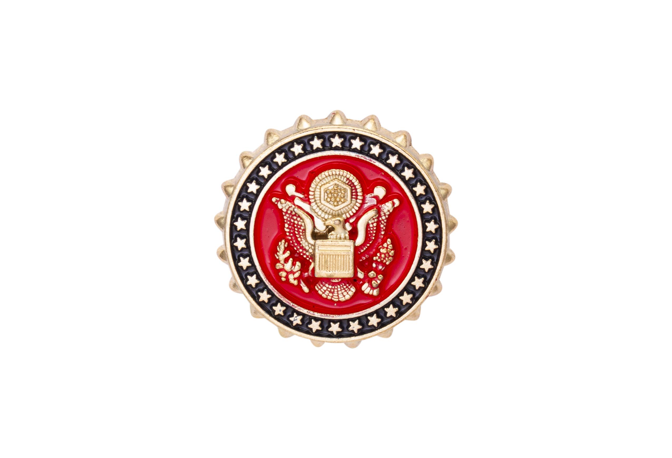 KnighthoodMen's Gold Badge With Star Crowned Eagle and Red Enamel Detailing Lapel Pin Brooch