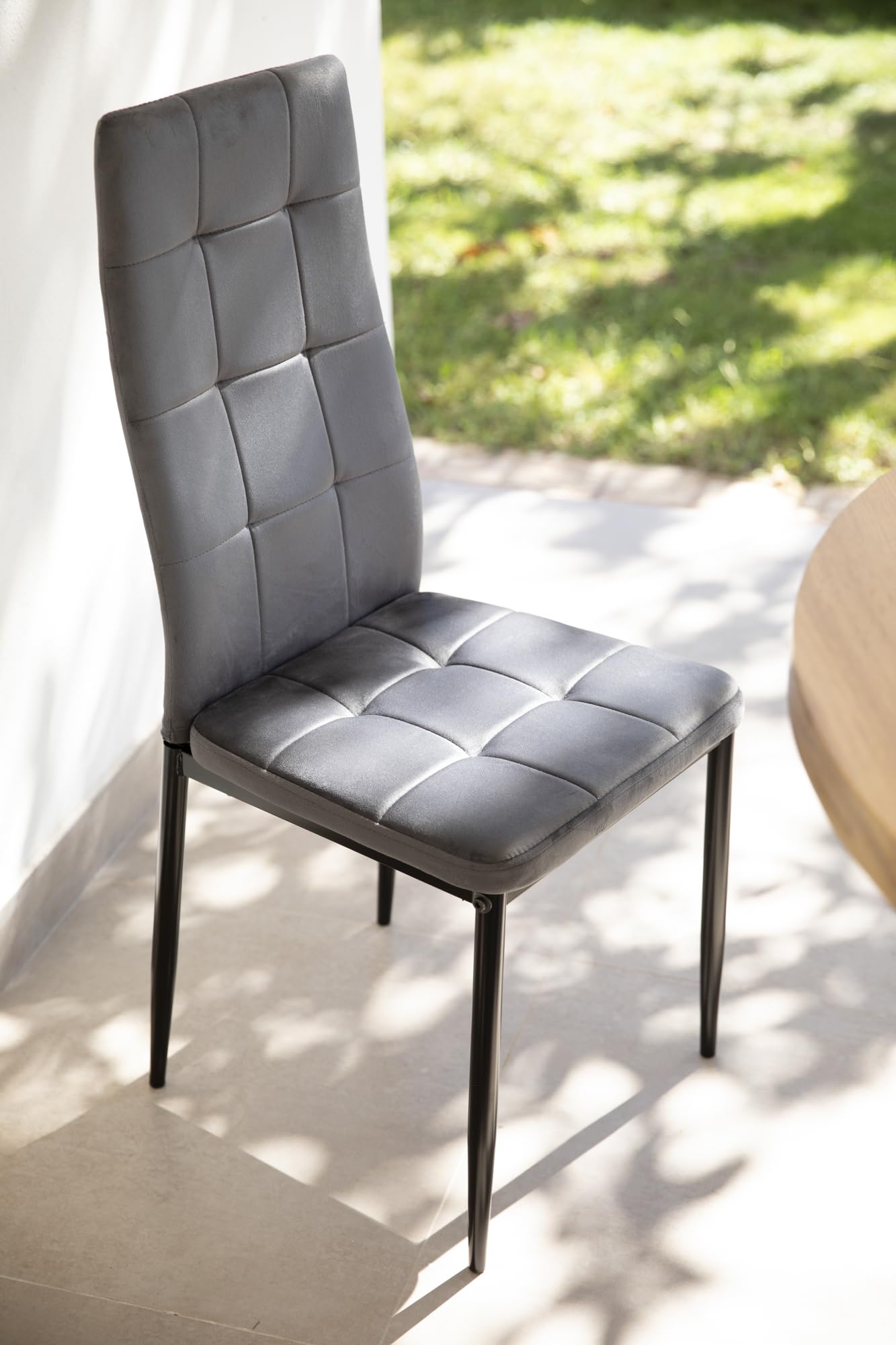 DUPI Pack 4 Sillas Comedor Denia, Silla Tela, Silla Patas de Metal (4 Unidades Gris)