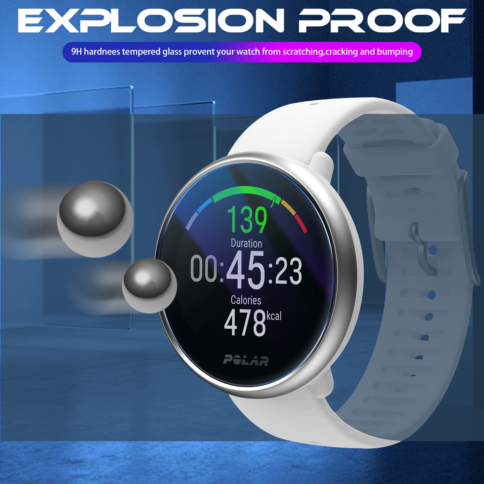 NEWZEROL Vetro Temperato Per Polar Ignite E Ignite 2 (4 Pezzi) – 9H, Antigraffio, HD - 3