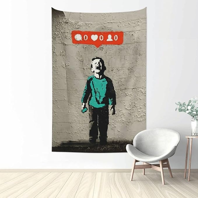 Amazon.co.jp タペストリー Banksy バンクシー グッズ 壁掛け 装飾布 インテリア アートポスター ウォールアート 大判