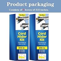 Vista 8 de Kit de ocultador de cable de 630 pulgadas, canaleta de cables pintable, cubiertas de cable para cables en la pared, protector de cable para TV