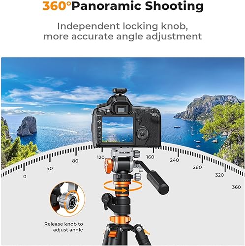 Miniatura 4 de K&F Concept Cabezal fluido, sedoso y suave (amortiguación exclusiva), compacto (10.93 oz), cabezal fluido de trípode estable para giro e