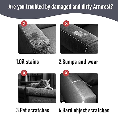 Miniatura 5 de Fundas para brazos de sofá, fundas para reposabrazos de sofá reclinable, fundas protectoras para brazos de silla (Textura-beige rosado, mediano