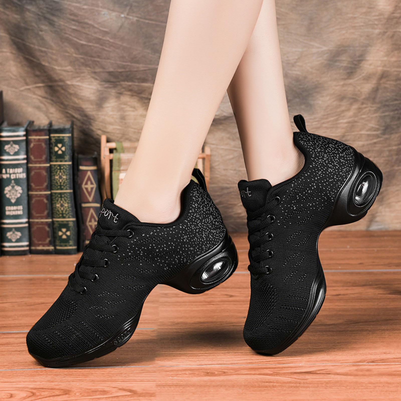 Generisch Damen Schuhe Sport-Jazzschuhe für Damen luftgepolsterte Fitness-Turnschuhe mit Schnürsenkeln vielseitige Tanz-Trainingsschuhe für Freizeit Alltag
