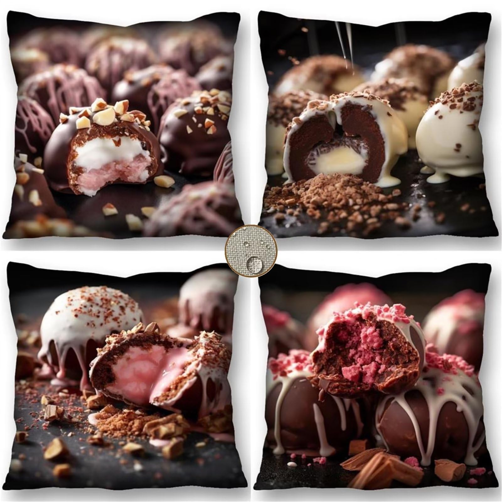 Juego de 4 Funda Cojín 80x80 cm Moderno Rosa - Chocolate Cojines Exterior Jardín 45x45 para Sofá, Cojines Impermeables Exterior para Patio al Aire Libre, Decoración de Casa de Campo y Sala de Estar.