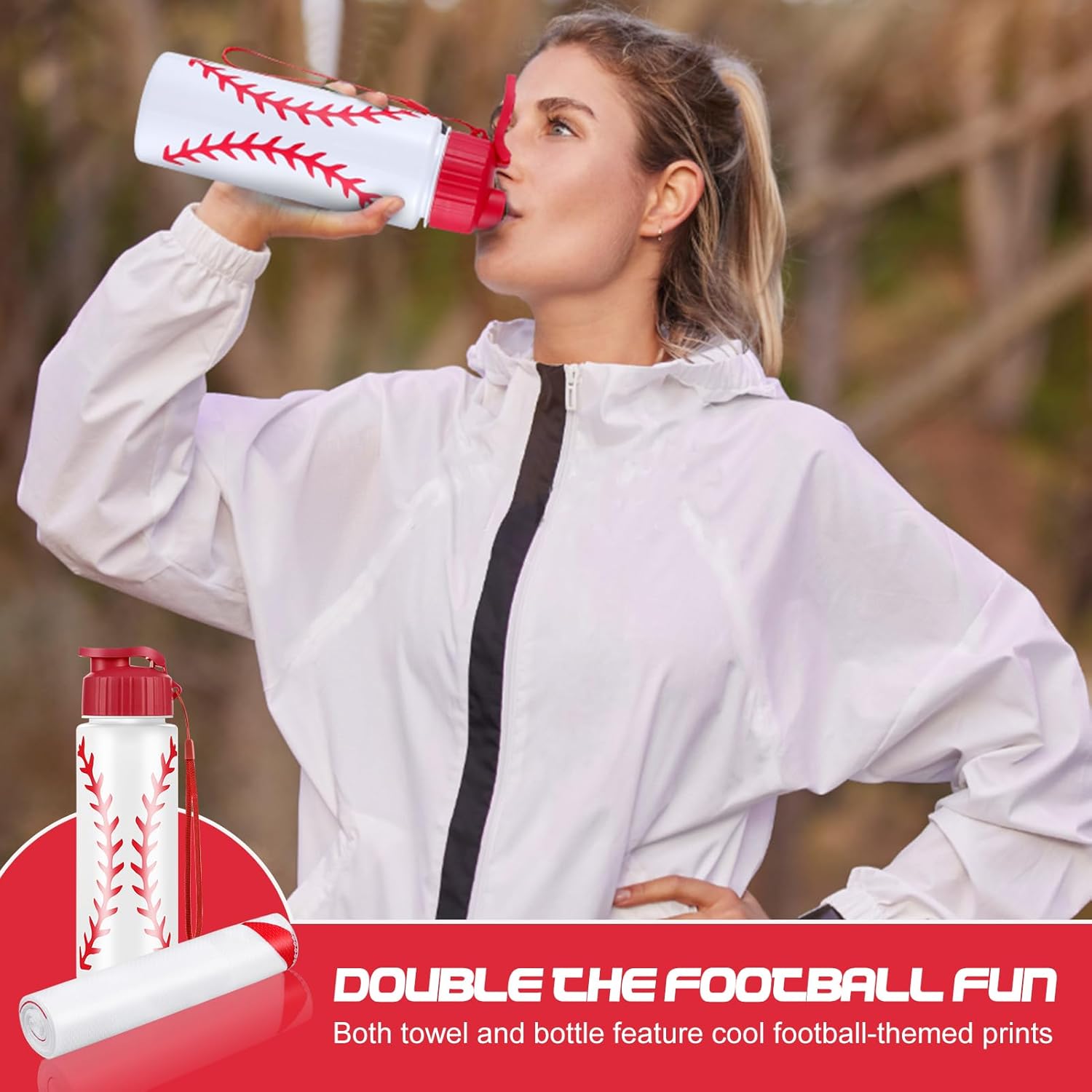 24Pcs Sport Party Favors 12 Pcs Reusable Baseball Water Bottle Bulk 20 oz 12 Pcs Soft Cooling Towels Sports Accessories for Party Favor Players Lovers Team Gifts (Baseball) - Image 6