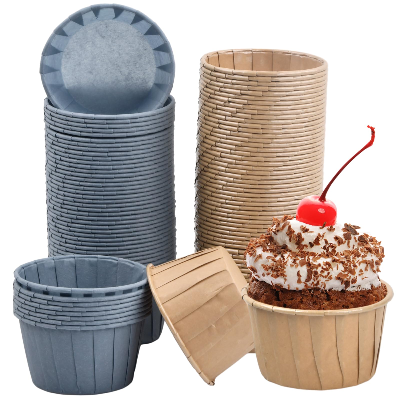 Pirottini Per Cupcake Resistenti Al Forno - 100 Pezzi Blu E Marrone - Foto 6