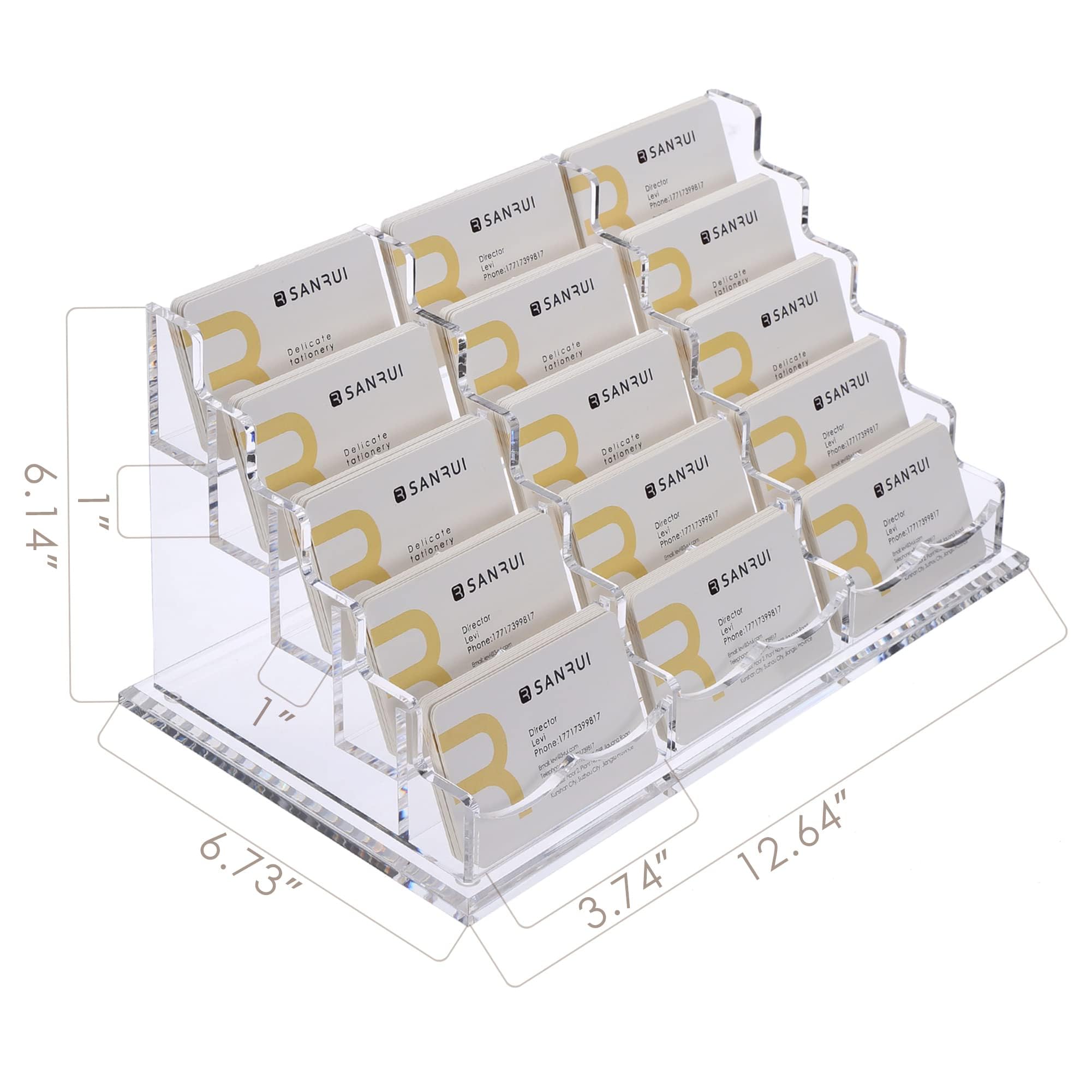 SANRUI Clear Business Card Holder Stand for Desk Acrylic Desktop Horizontal Display Name Cards Holders Organizer Storage Rack,for Exhibition Home - Image 2