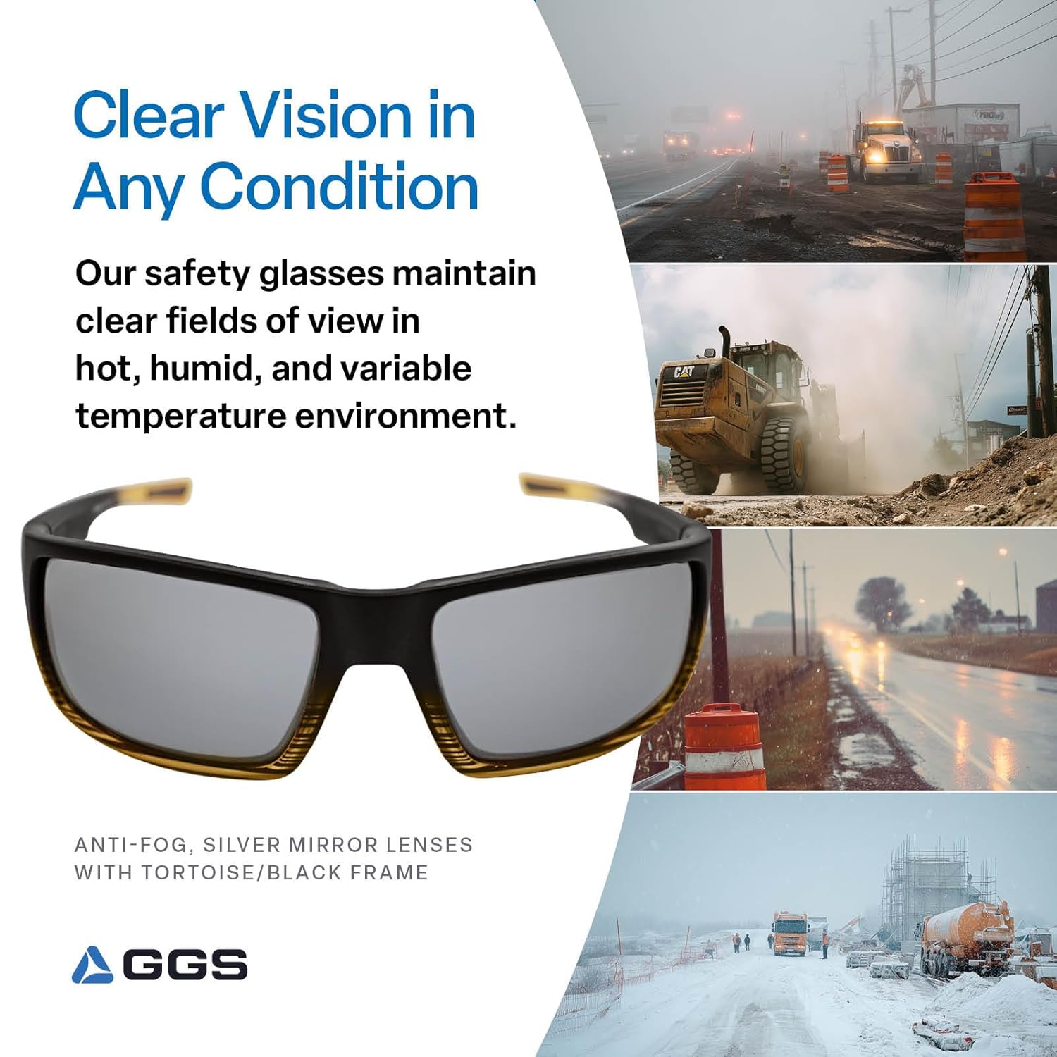 Bullhead Safety Sawfish Safety Glasses with Anti Fog and Scratch Resistant Lenses, Polycarbonate Protective Eyewear with UV Light Protection, Silver Mirror Lenses and Tortoise Frame - Image 2