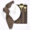 Joanlody Coffee 6 Pack Handmade Cloth Napkins Cotton Linen Easter Spring Napkins with Fringe Rustic Bulk Dinner Napkins for Wedding Party Baby Shower Table Decor