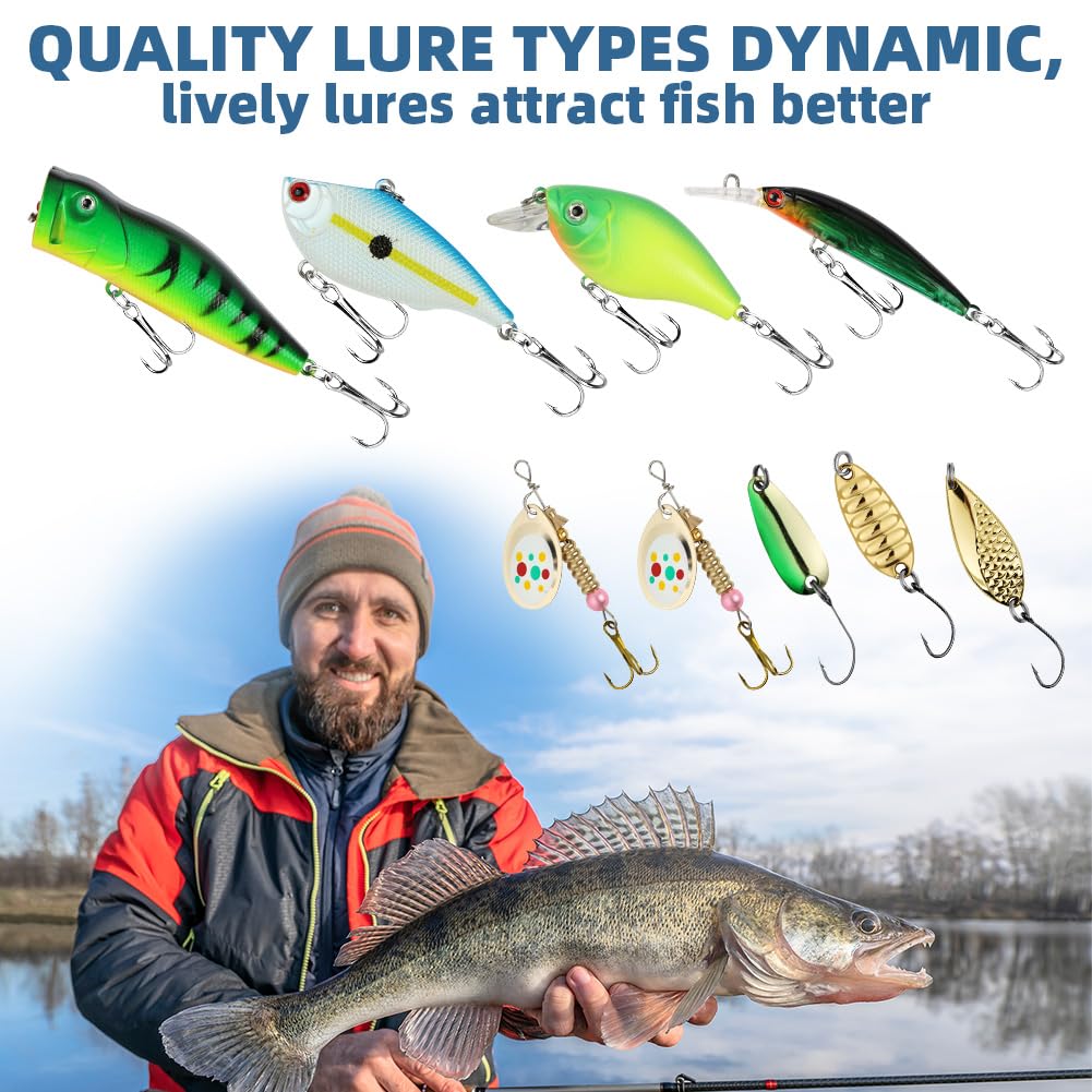 Vicloon Leurres De Pêche Kit 120pcs - Spinnerbaits,Plastique Vers