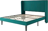 Vista 42 de SHA CERLIN Base de cama de terciopelo tamaño King con cabecera capitoné de canal vertical, plataforma tapizada con listones de madera, no necesita