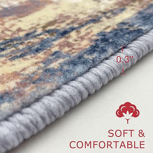 Miniatura 5 de KOZYFLY Alfombra moderna abstracta de 5 x 7 pulgadas, lavable a máquina, para dormitorio, sala de estar, alfombra de lana sintética, suave, de pelo