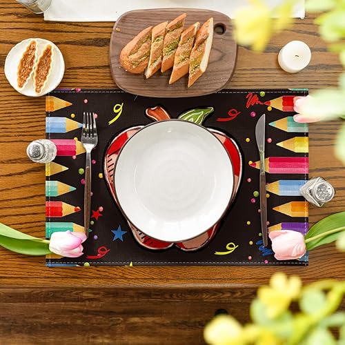 Miniatura 4 de Artoid Mode Juego de 4 manteles individuales de 12 x 18 pulgadas, diseño de manzanas y manzanas para decoración de fiestas, aula, comedor