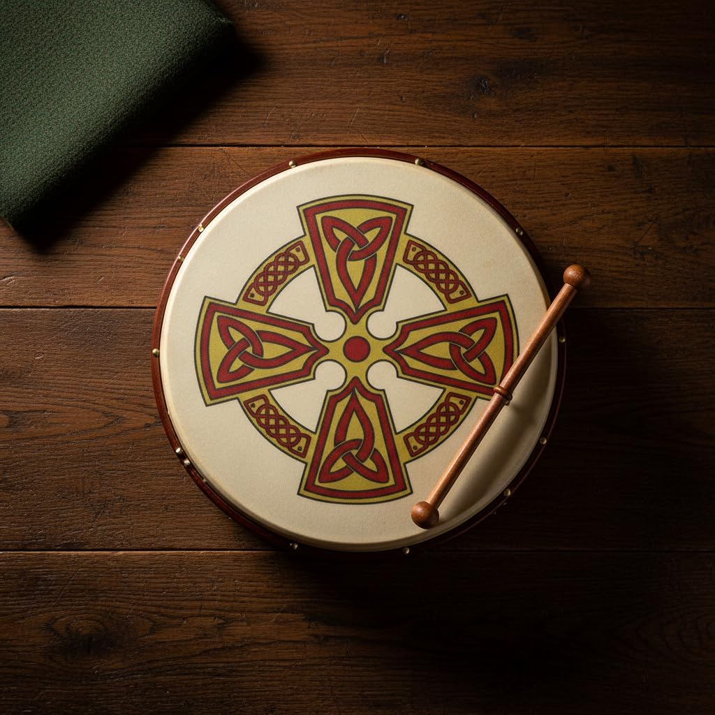 Waltons Bodhrán 8" (Kilkenny Cross) - Handcrafted Irish Instrument - Crisp & Musical Tone - Hardwood Beater Included w/Purchase